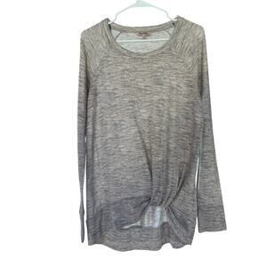Juicy Couture Women’s Pink and Gray Heathered Long Sleeve W Knot Detail Top Sz L